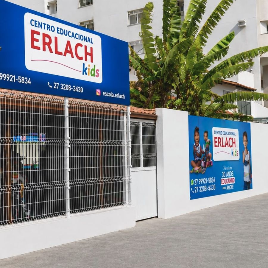 Fachada do Centro Educacional Erlach Kids, unidade de Itapuã, em Vila Velha